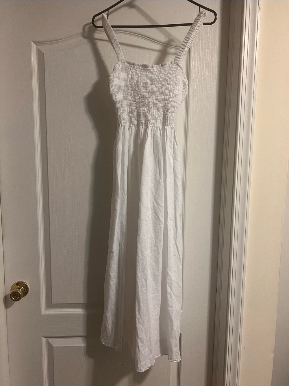 J. Crew White Smocked Maxi Dress with Straps